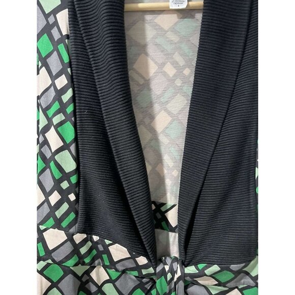 DIANE von FURSTENBERG "Zerlina" BLACK KNIT COLLAR & CUFF DETAIL WRAP DRESS,Sz 8 - Picture 6 of 10
